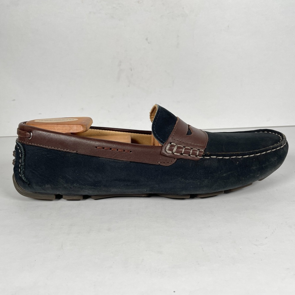G.H. Bass Monte Driving Shoes Mens Size 10 M Navy Blue Nubuck Penny Loafers